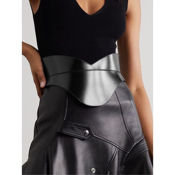 NWT ALEXANDER MCQUEEN Glossed-leather waist belt Size IT36/US0 $2,190